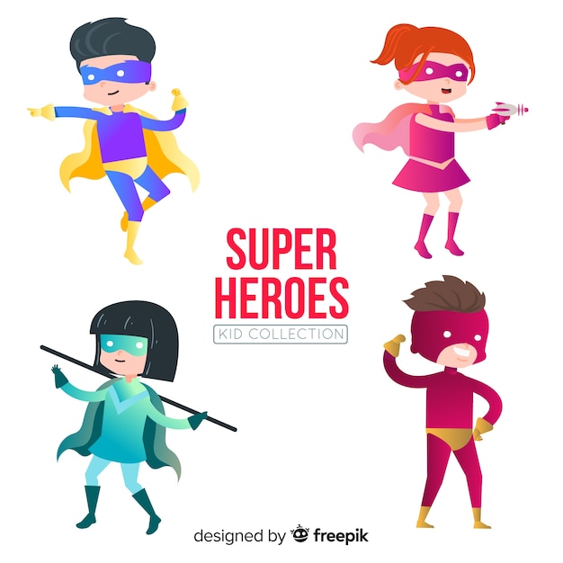 Free vector collection of superhero kids