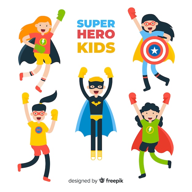 Free vector collection of superhero kids