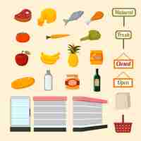 Free vector collection of supermarket food items