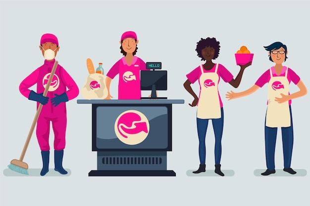 Free vector collection of supermarket workers