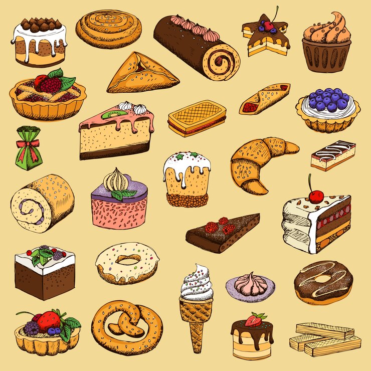 Free Vector collection of sweet pastries