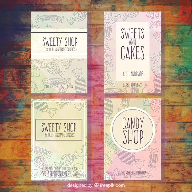 Collection of sweety shop flyer with drawings