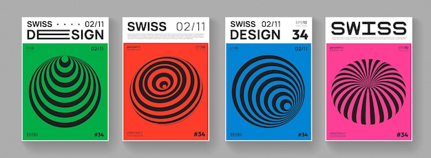 Collection of swiss design posters. meta modern graphic elements. abstract modern geometric covers. circle sphere shapes.