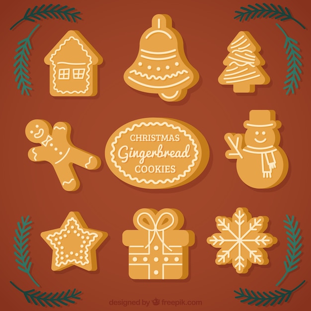 Free vector collection of tasty ginger cookies