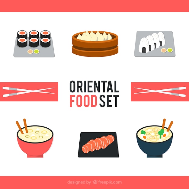 Collection of tasty oriental dishes