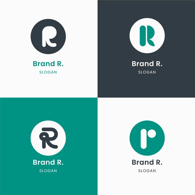 Коллекция шаблонов с плоскими логотипами r