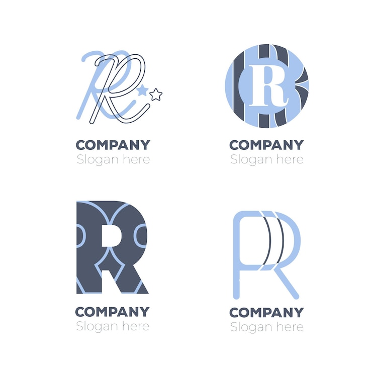 Free Vector collection of templates with flat r logos