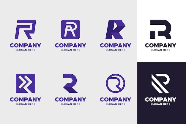 Collection of templates with flat r logos