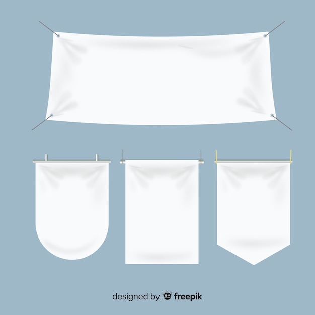 Textile Banners in Realistic Style: A Collection of Free Vector Templates