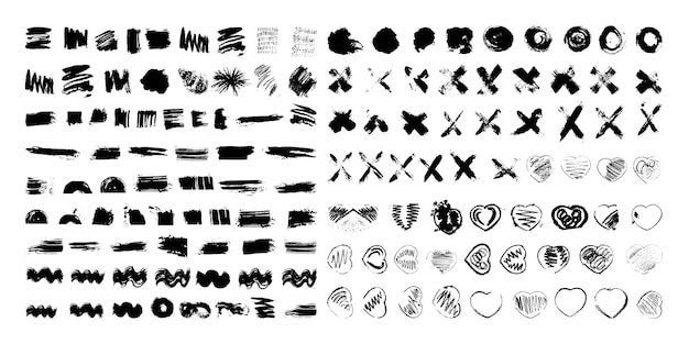 Collection of textured blots and brushes