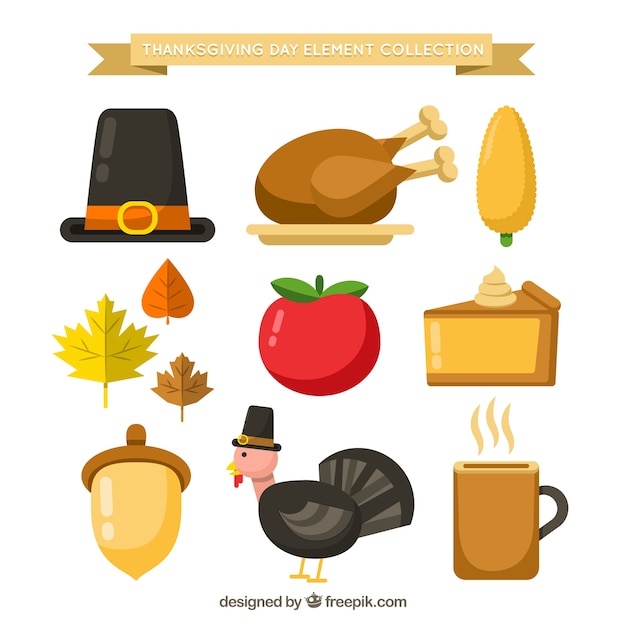 Free vector collection of thanksgiving food and items