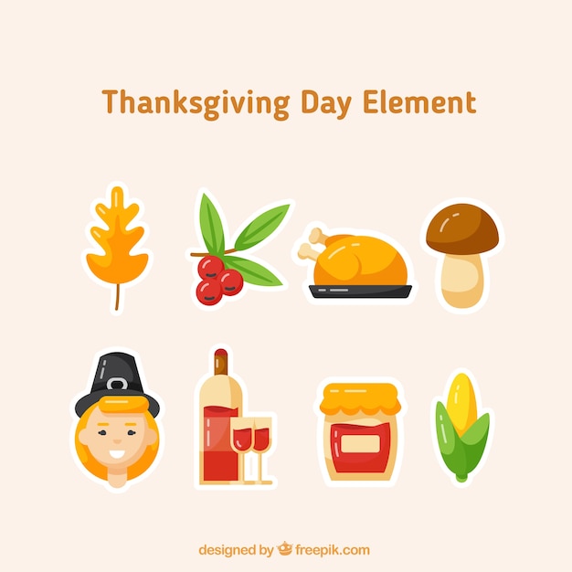 Collection of thanksgiving typical elements