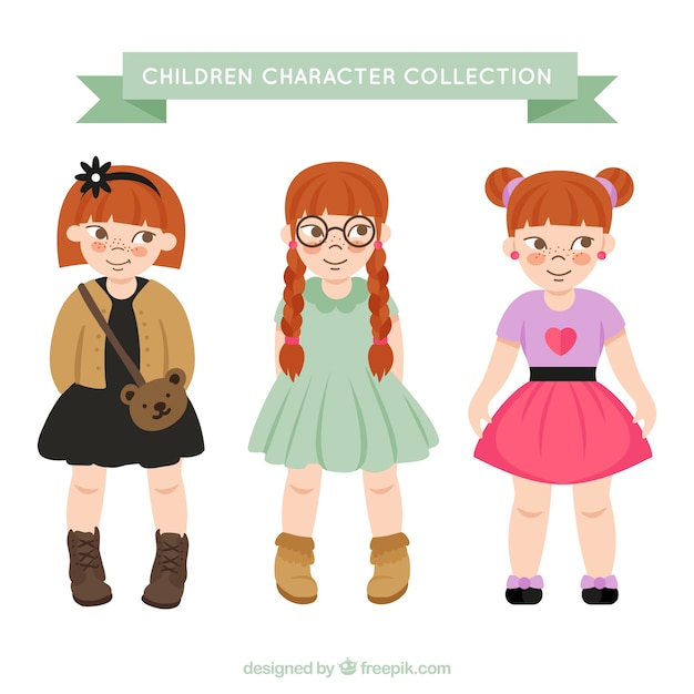 Collection of three adorable redheaded girls