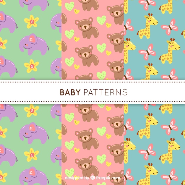3つのかわいい赤ちゃんパターンのコレクション