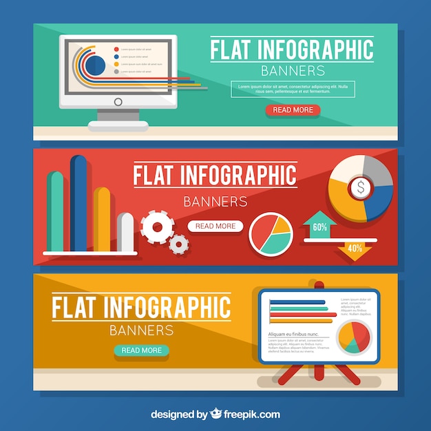 Free vector collection of three infographic banners in flat design