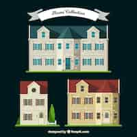 Free vector collection of three luxurious mansions