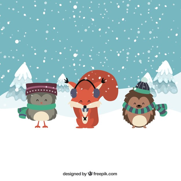 Collection of three winter animals