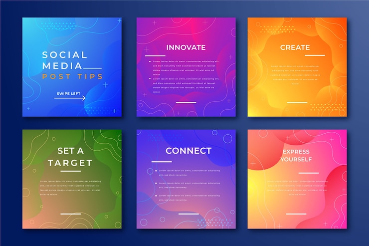 Free Vector collection of tips for instagram posts