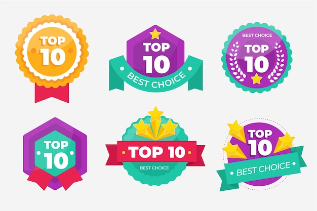 Free vector collection of top 10 badges