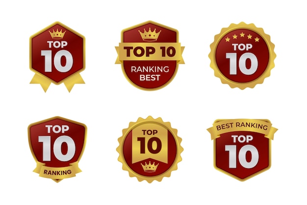 Free vector collection of top ten badges