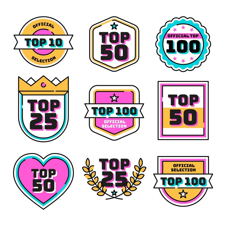 मुफ़्त वेक्टर collection of top ten labels