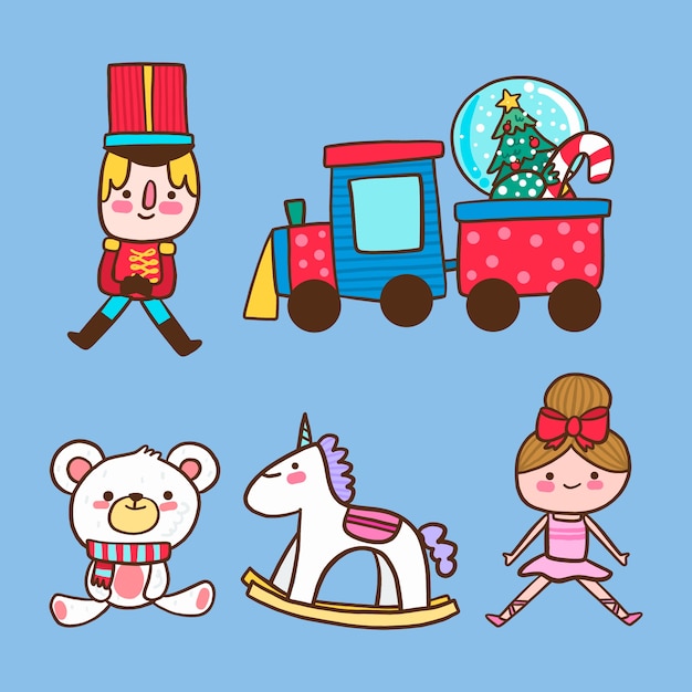 Free vector collection of traditional christmas toys