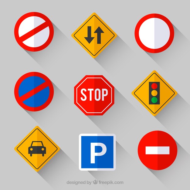 Collection of traffic sign in flat design