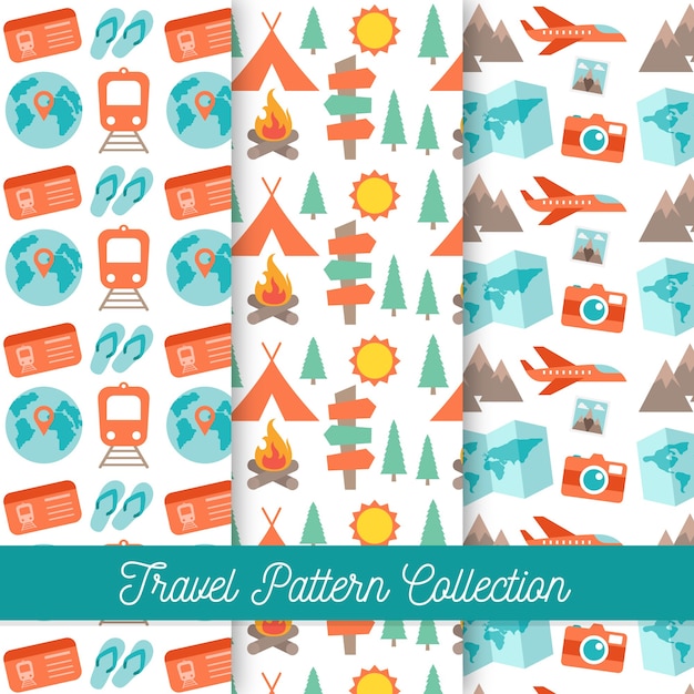 Free vector collection of travel and camping patterns