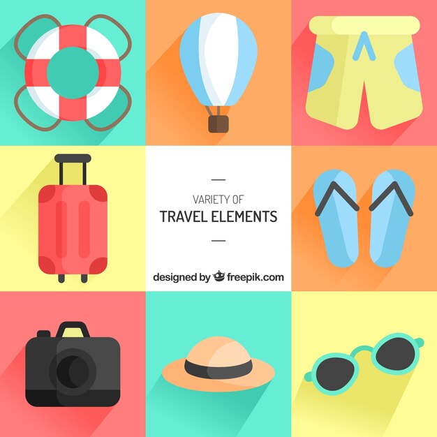 Free vector collection of travel element in flat design