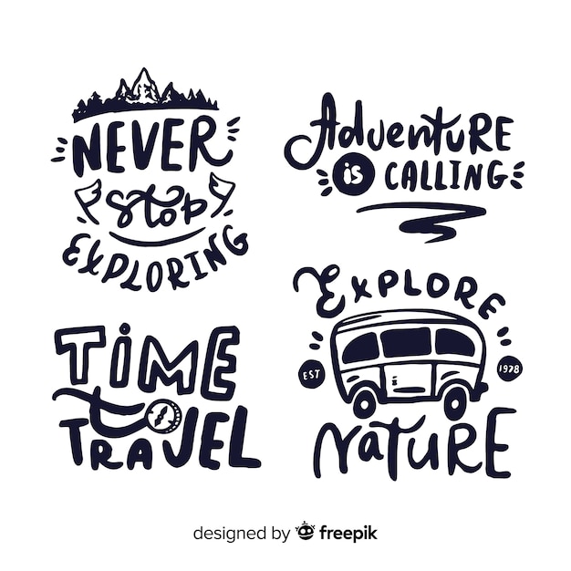 Free vector collection of travel lettering badges