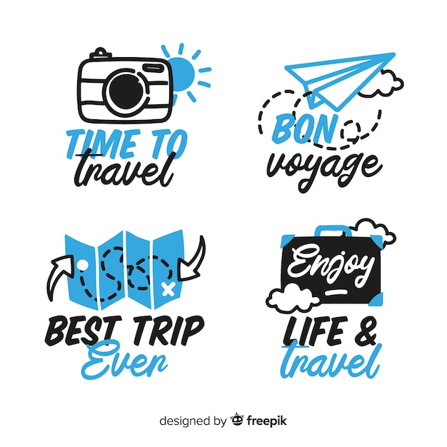 Free vector collection of travel lettering badges