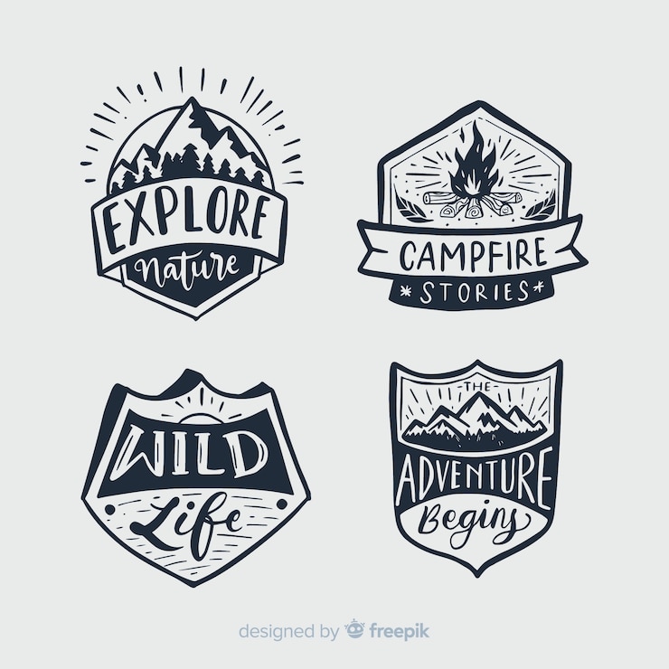 Free Vector collection of travel lettering badges