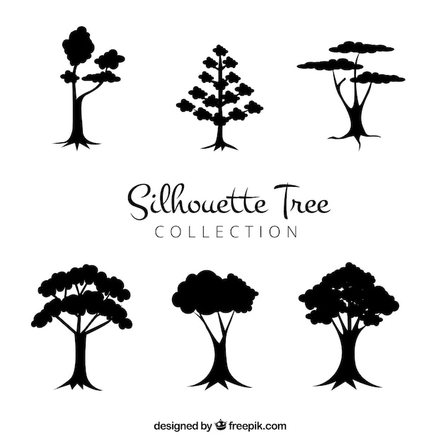 Коллекция силуэтов деревьев