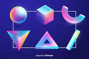 Free vector collection of tridimensional geometric shapes