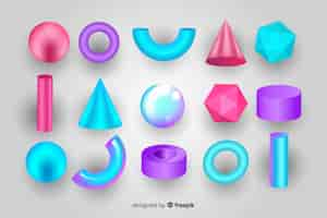 Free vector collection of tridimensional geometric shapes