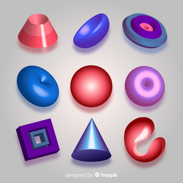 Free vector collection of tridimensional geometric shapes