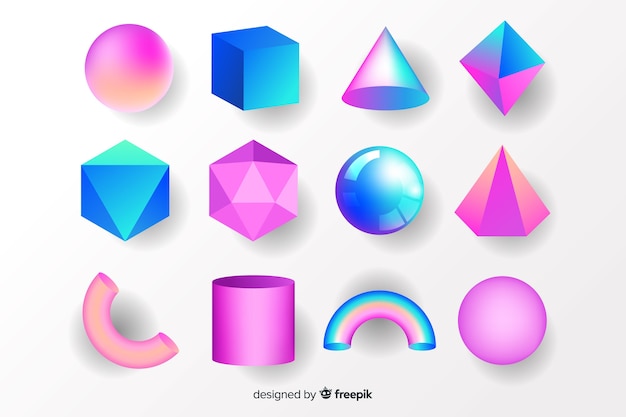 Free vector collection of tridimensional geometric shapes