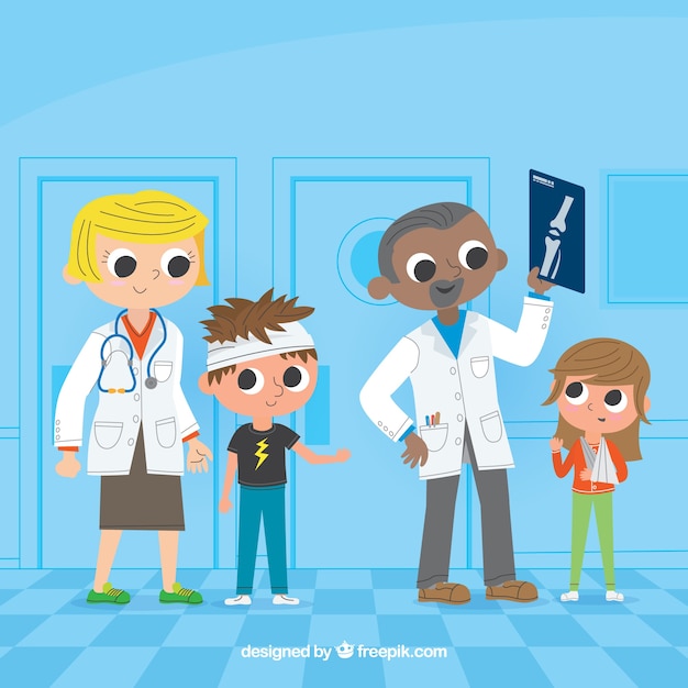 Free vector collection of two doctors with patients