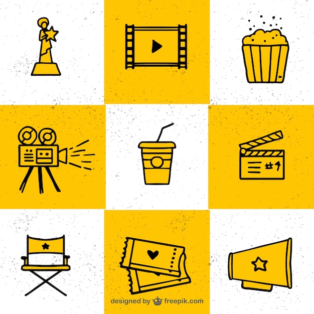 Free vector collection of typical cinema elements