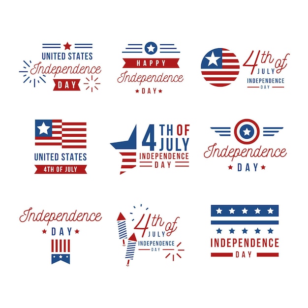 Collection of usa independence day labels