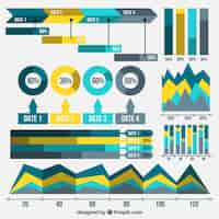 Free vector collection of useful charts graphs for infographics