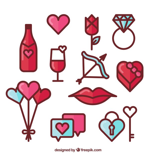 Collection of valentine elements