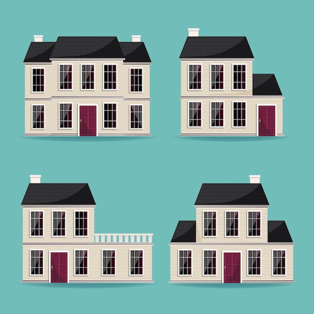 Free vector collection of various big architectural houses