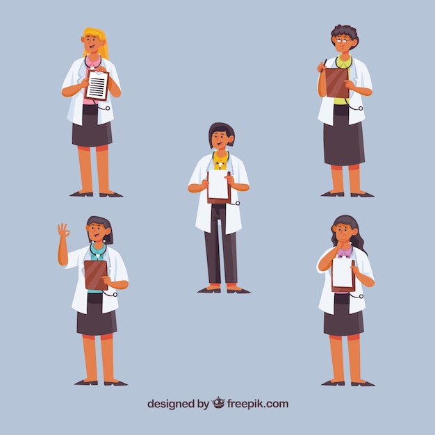 Free vector collection of various female doctors