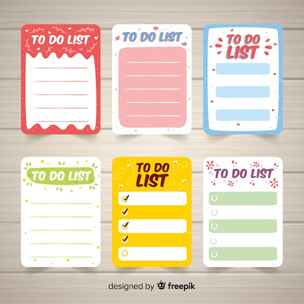 Free vector collection of various to do lists