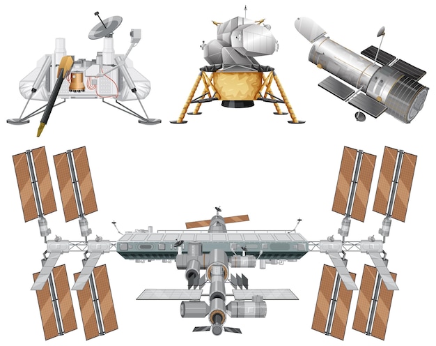 Vettore gratuito raccolta di vari satelliti