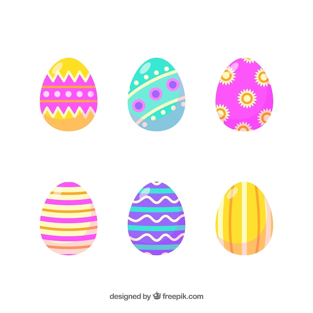 Free vector collection of various shiny easter eggs