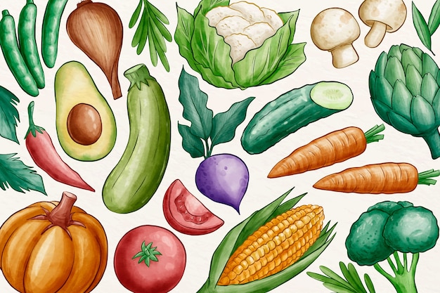Collection of vegetables background