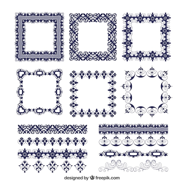 Free vector collection of victorian ornamental brushes