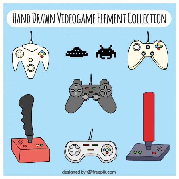 Free vector collection of video game elements drawings